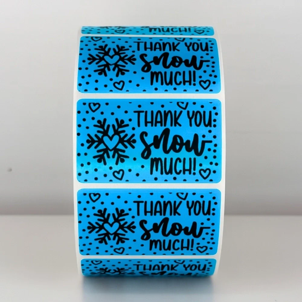Thank You Snow Much Stickers | Winter Snowflake Labels | Holiday Packaging